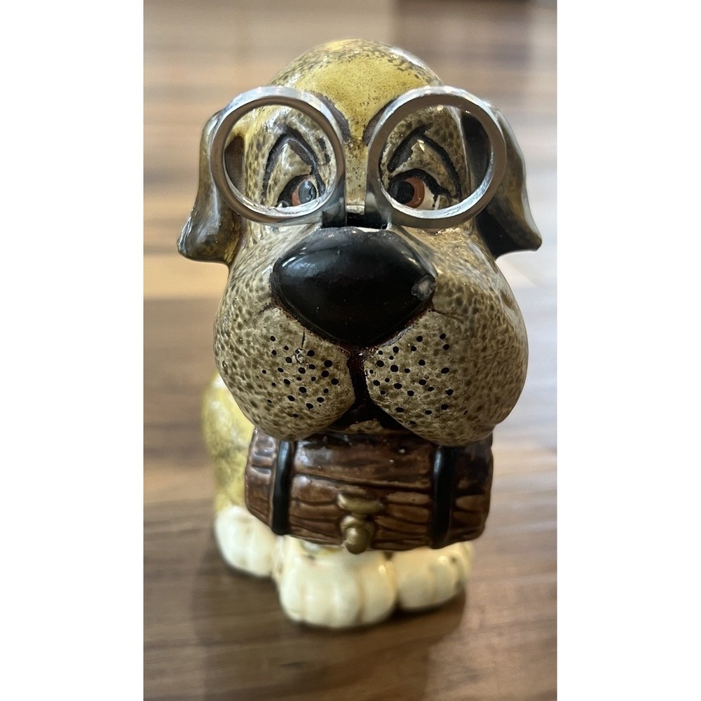 Vintage Spagetti Art Dog Barrel Figurine Scissors Holder Made In JAPAN